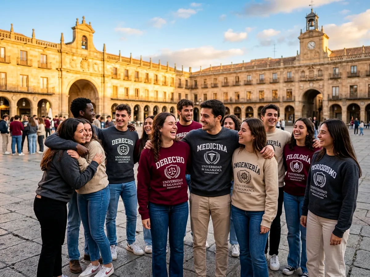Estudiantes con sudaderas de fin de carrera