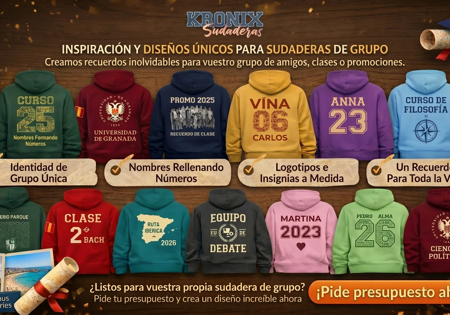 Grupo con sudaderas personalizadas Kronix